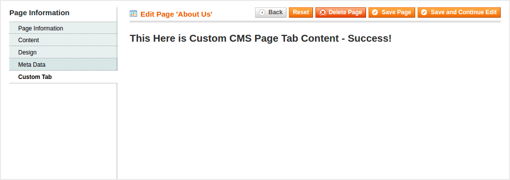 Magento Custom CMS Page Tab