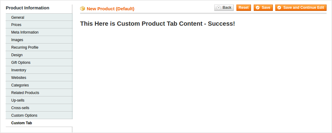 Magento Custom Product Tab